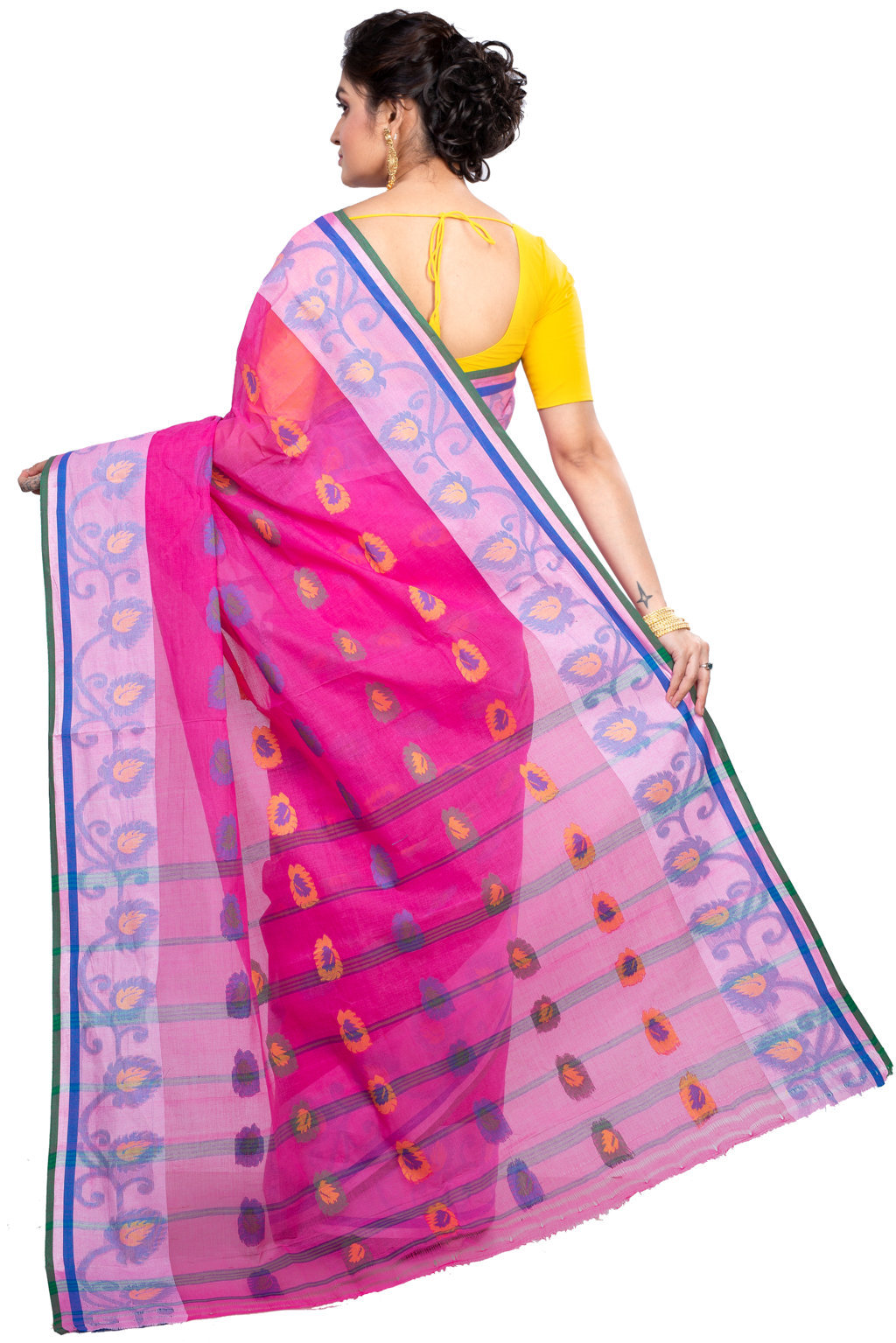 Pink Pure Cotton HapChaka Tant Saree (886)